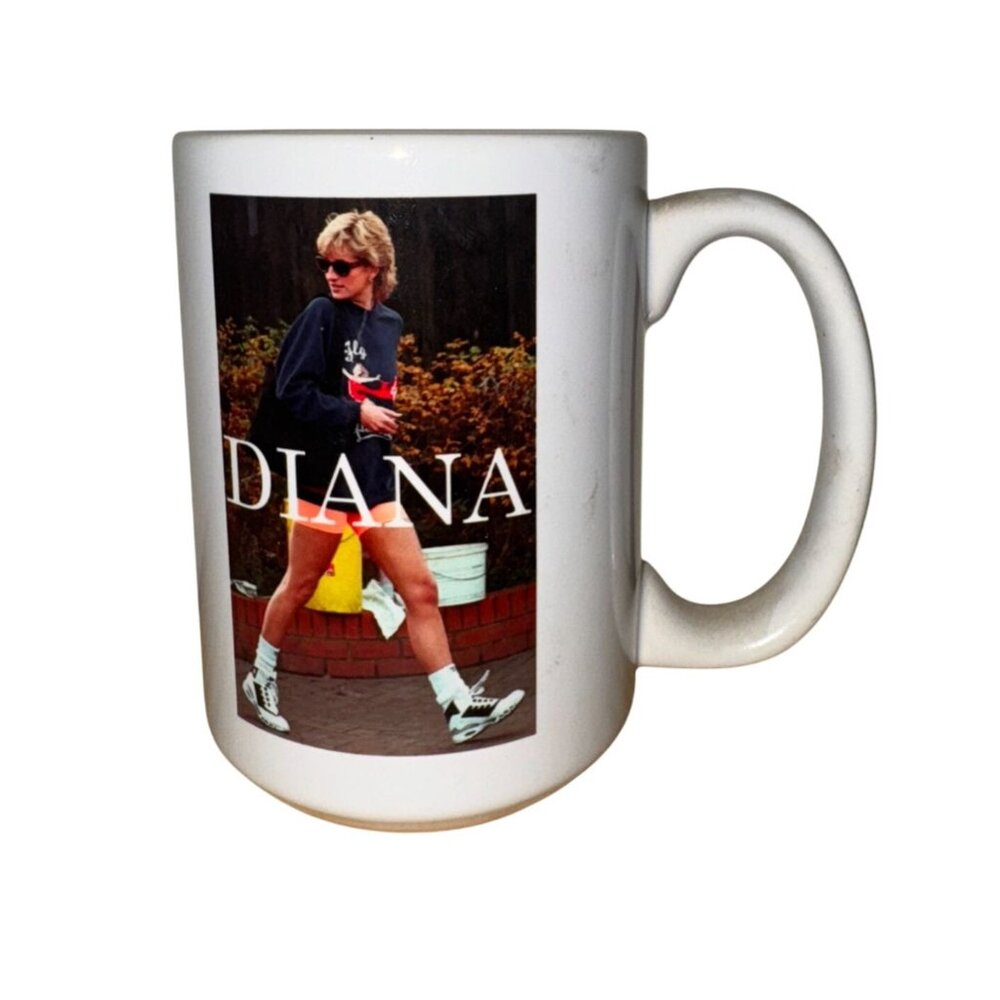 Princess Diana Walking White Ceramic Mug 3.75"